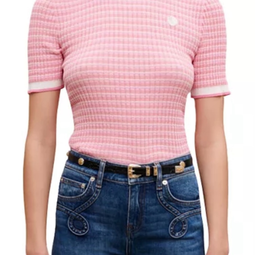 Maje Pink and White Striped Top